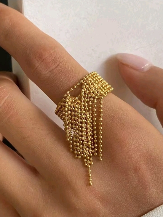 Anthropologie Jewelry - Gold Beaded Tassel Cuff Rings- Women Jewelry